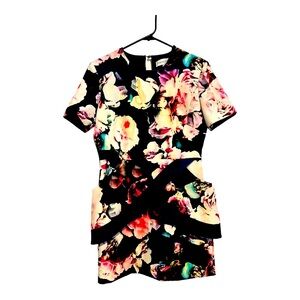 Finders Keepers Floral Patriot Blue Digital Mini Dress Medium Punk Prom Party